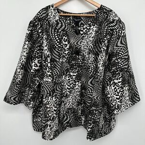 Maggie Barnes Jacket Coat Size 5X Lined 3/4 Sleeve Black‎ Silver 34W 36W New